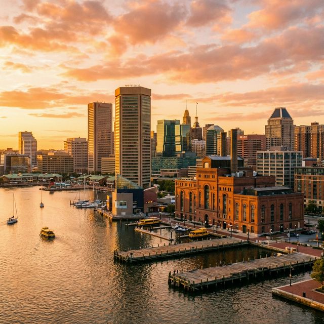 Baltimore City skyline and historic architecture