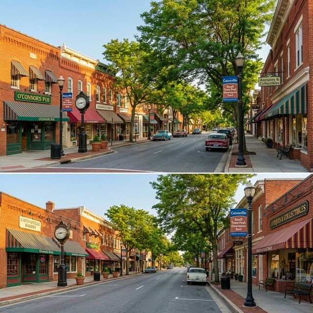 Catonsville Maryland Main Street and residential neighborhoods